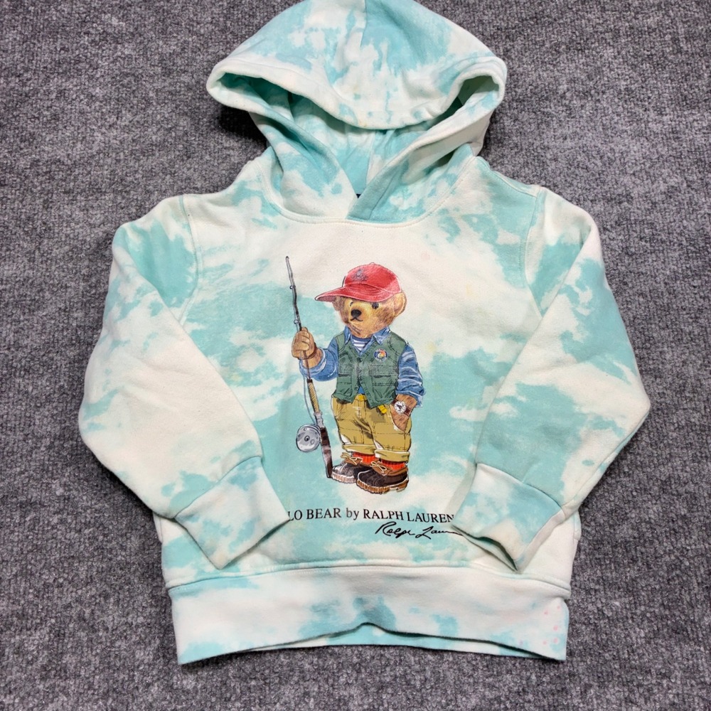 Polo Ralph Lauren Sweatshirt Hoodie Boys‎ Sz.4T Tie Dye Fisherman Polo Bear Prep - Picture 2 of 12